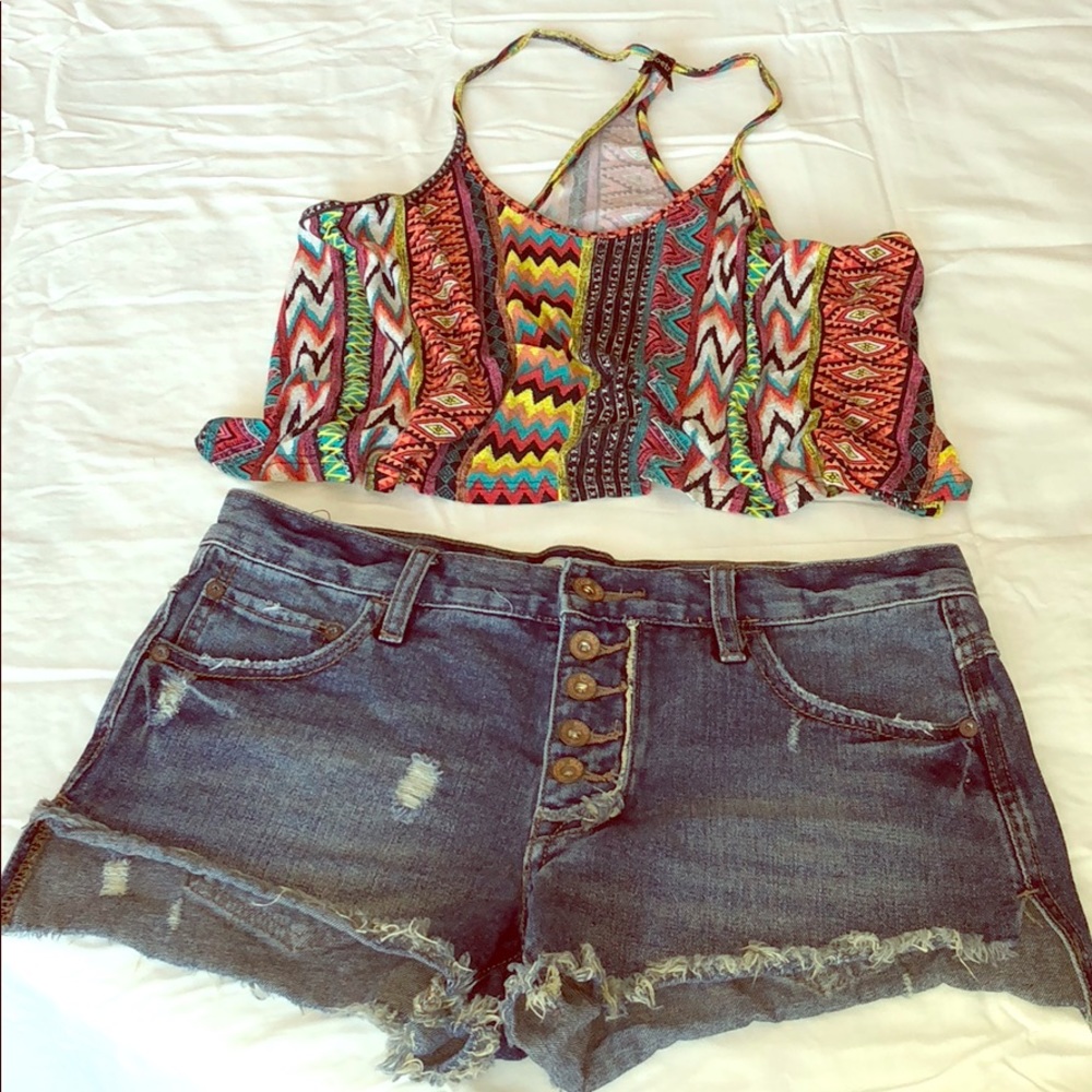 Colorful Aztec crop top